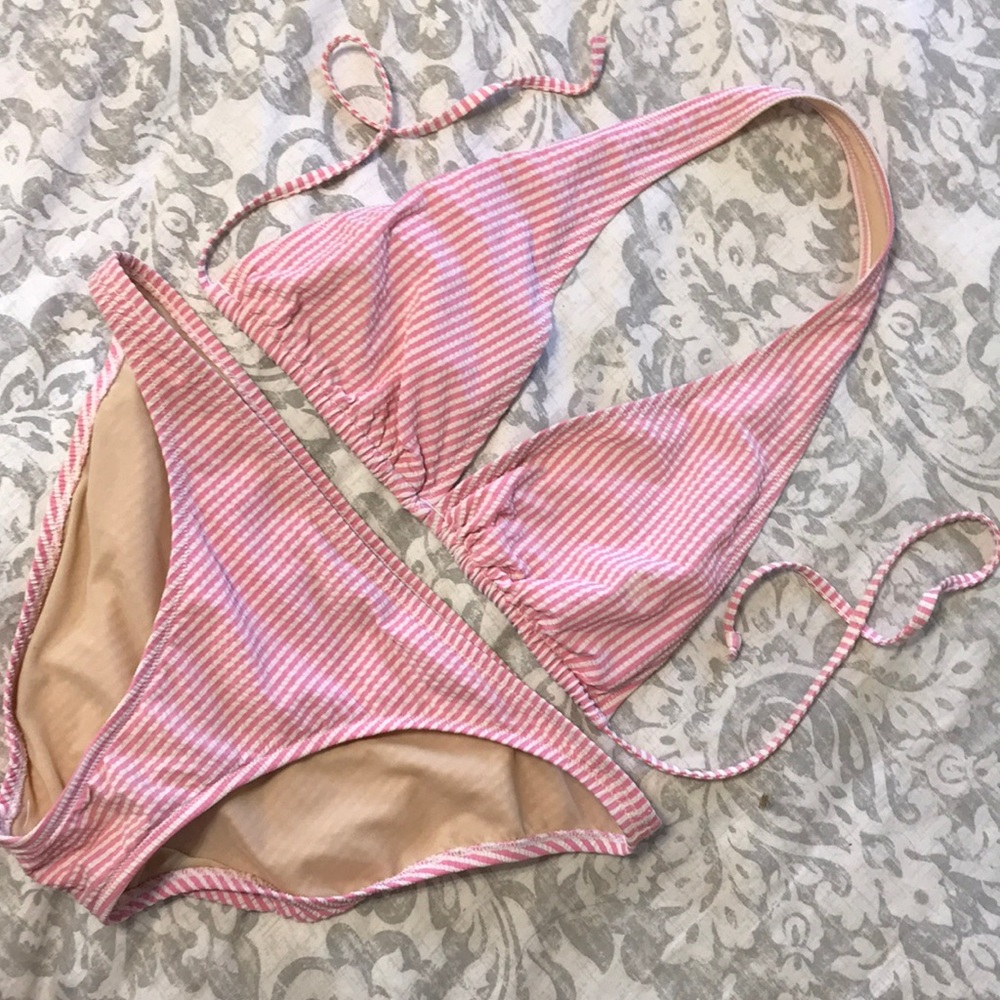 J Crew Pink Seersucker Bikini